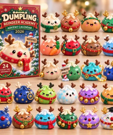 Dumpling Reindeer Academy Countdown 2026 — 24-Day Advent Calendar With Reindeer Acrylic Charms, Festive Collector Set