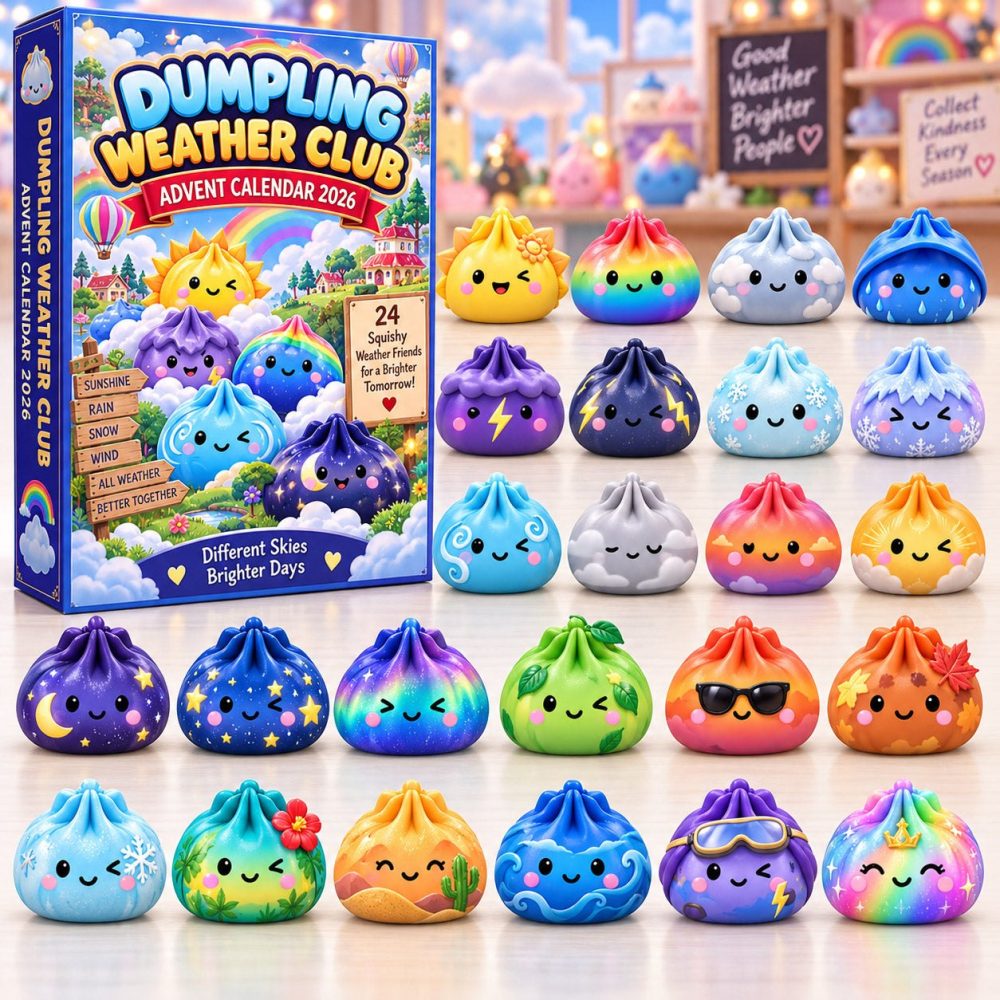 Dumpling Weather Club Countdown 2026 — 24-Day Advent Calendar With Weather-Themed Acrylic Charms, Educational Gift