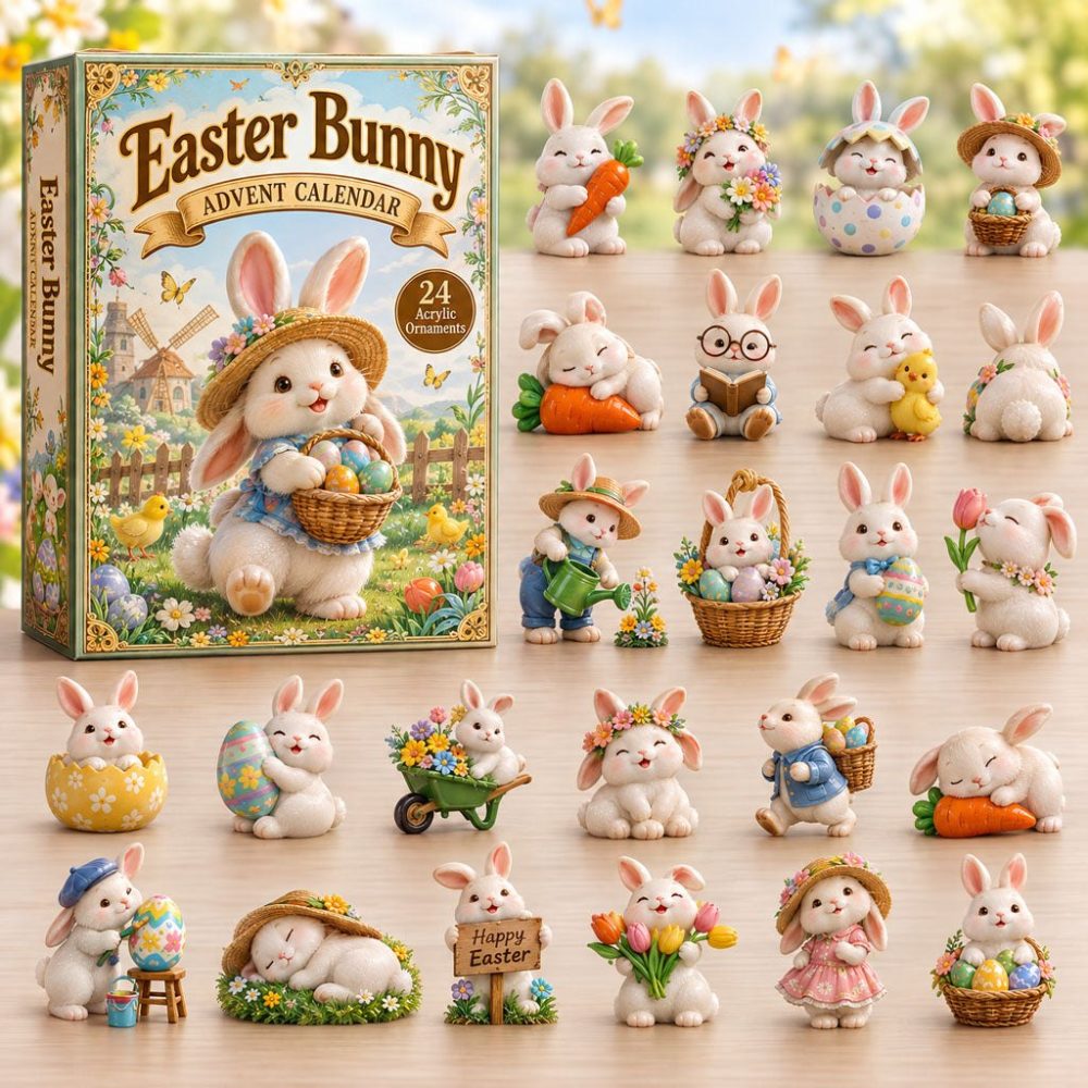 2026 Easter Bunny Countdown Calendar - 24-Day Acrylic Charm Collectible & Holiday Gift For Kids And Adults