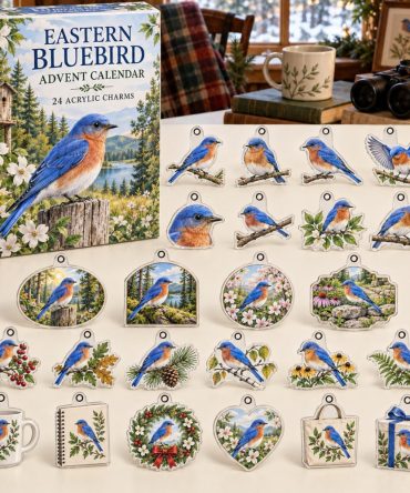 Eastern Bluebird Acrylic Charm Holiday Countdown Set — 24 Collectible Advent Ornaments For Bird Lovers & Gifts