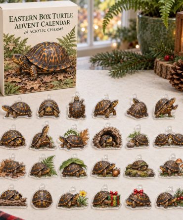 Eastern Box Turtle 24-Day Acrylic Charm Countdown Calendar — Cute Reptile Charm Gift Set For Turtle Lovers, Crafts & Holiday Surprises