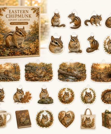 Eastern Chipmunk Holiday Countdown Set — 24 High-Quality Acrylic Animal Charms For Advent, Stocking Stuffers & Collectible Gifts