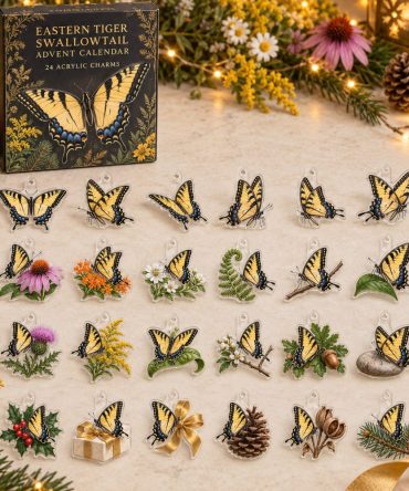 Premium Holiday Countdown Set — 24 Collectible Eastern Tiger Swallowtail Acrylic Charms , Gift, Keychains, Stocking Stuffers