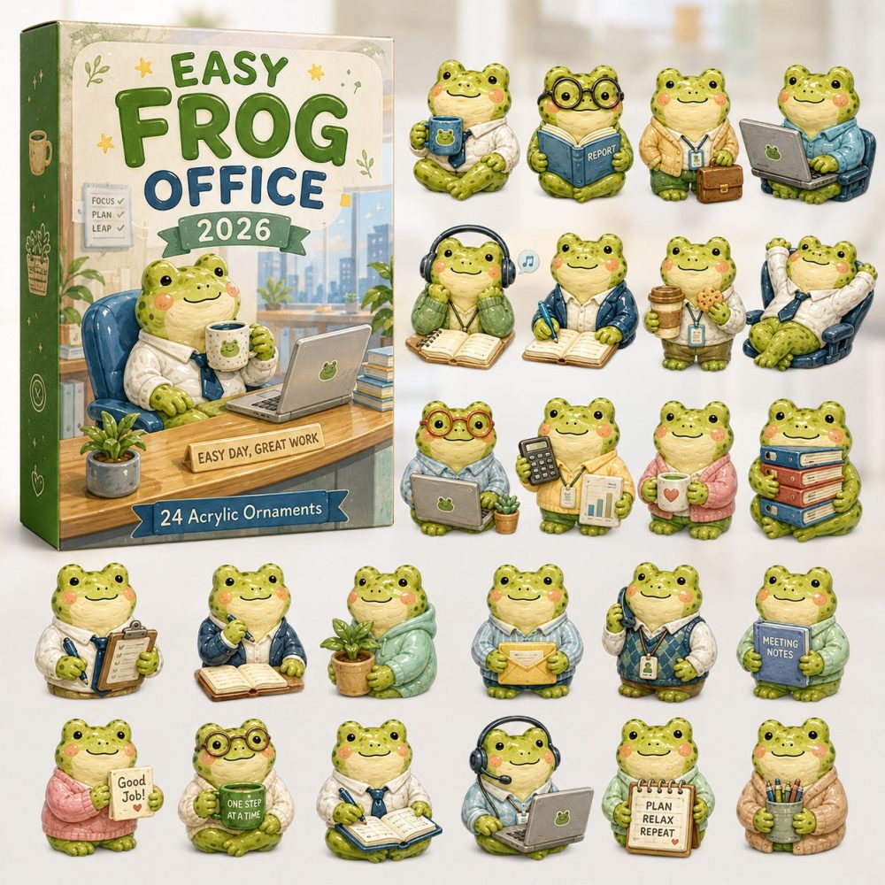 Easy Frog Office Countdown Calendar 2026 - 24-Day Acrylic Charms, Cute Desk Advent Gift, Office Decor & Motivational Token