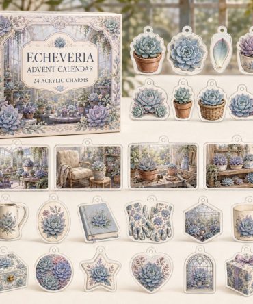 Echeveria 24-Day Acrylic Charm Holiday Countdown - Plant Lover Gift, Mini Charms & Home Decor