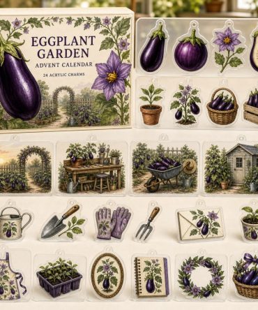 Eggplant Garden Advent Countdown — 24 Acrylic Vegetable Charms, Grower-Themed Holiday Gift For Gardeners, Chefs & Kids Learning To Grow