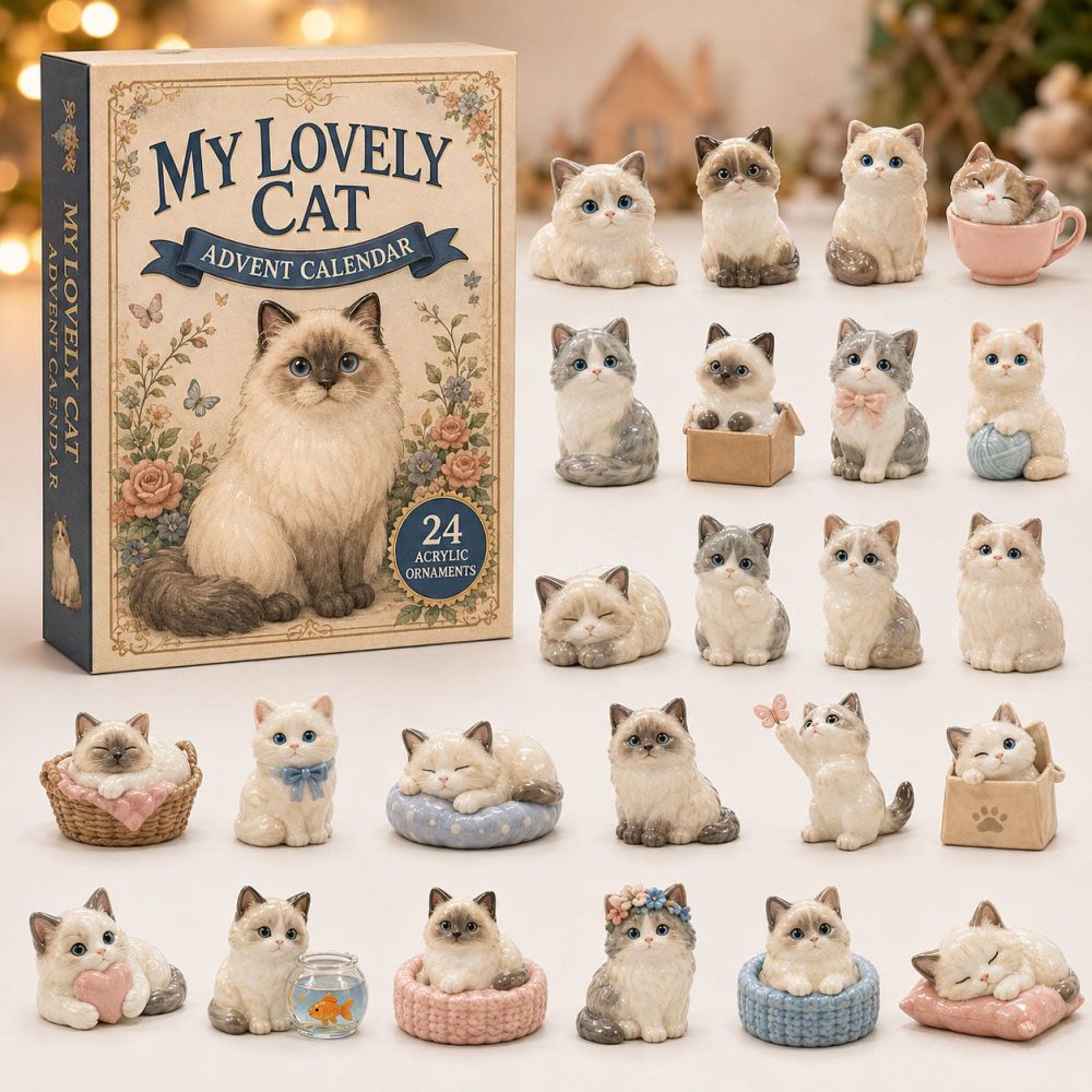 Elegant Cat Felines 2026 Advent Calendar — 24-Day Acrylic Cat Charms, Luxurious Kitty Countdown Gift For Cat Lovers