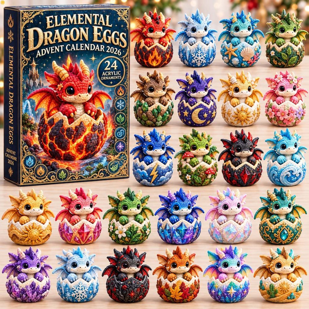 Elemental Dragon Egg Advent Countdown 2026 — 24-Day Collectible Acrylic Charm Calendar For Fantasy Fans & Holiday Gifts