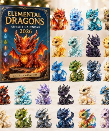 Elemental Dragons 2026 Advent Calendar — 24 Dragon Acrylic Charms, Fantasy Countdown Calendar, Perfect Rpg & Collector Gift