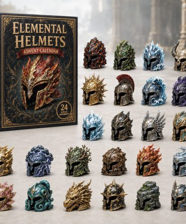 Elemental Helmets 2026 Advent Calendar — 24 Fantasy Acrylic Charms, Element-Themed Countdown, Gifts For Gamers & Collectors
