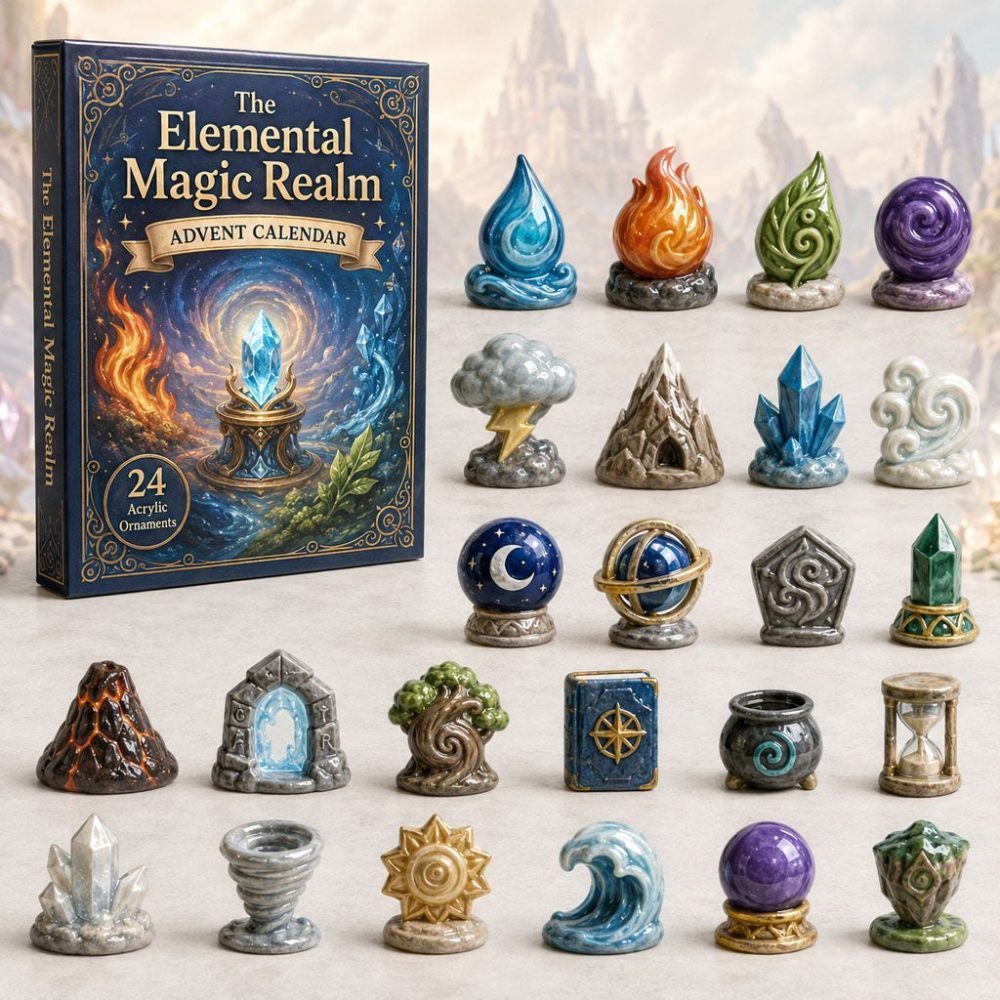 Elemental Magic Realm Advent Calendar 2026 — 24 Fantasy Acrylic Charms, Enchanting Countdown For Magic Fans & Gamers