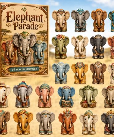 Elephant Parade Wooden Countdown Calendar 2026 - 24-Day Hand-Painted Wooden Charms, Kids Room Advent Gift & Nursery Decor