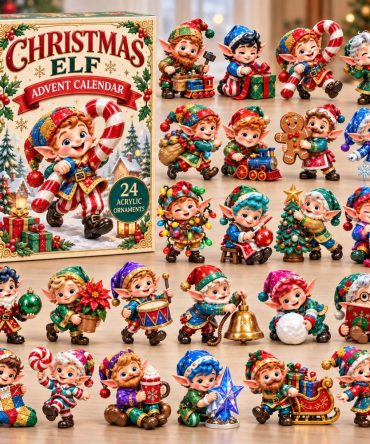 Elf Collection 2026 Holiday Countdown Calendar — 24-Day Acrylic Charm Advent With Cute Elves, Stocking Stuffer-Friendly Gift