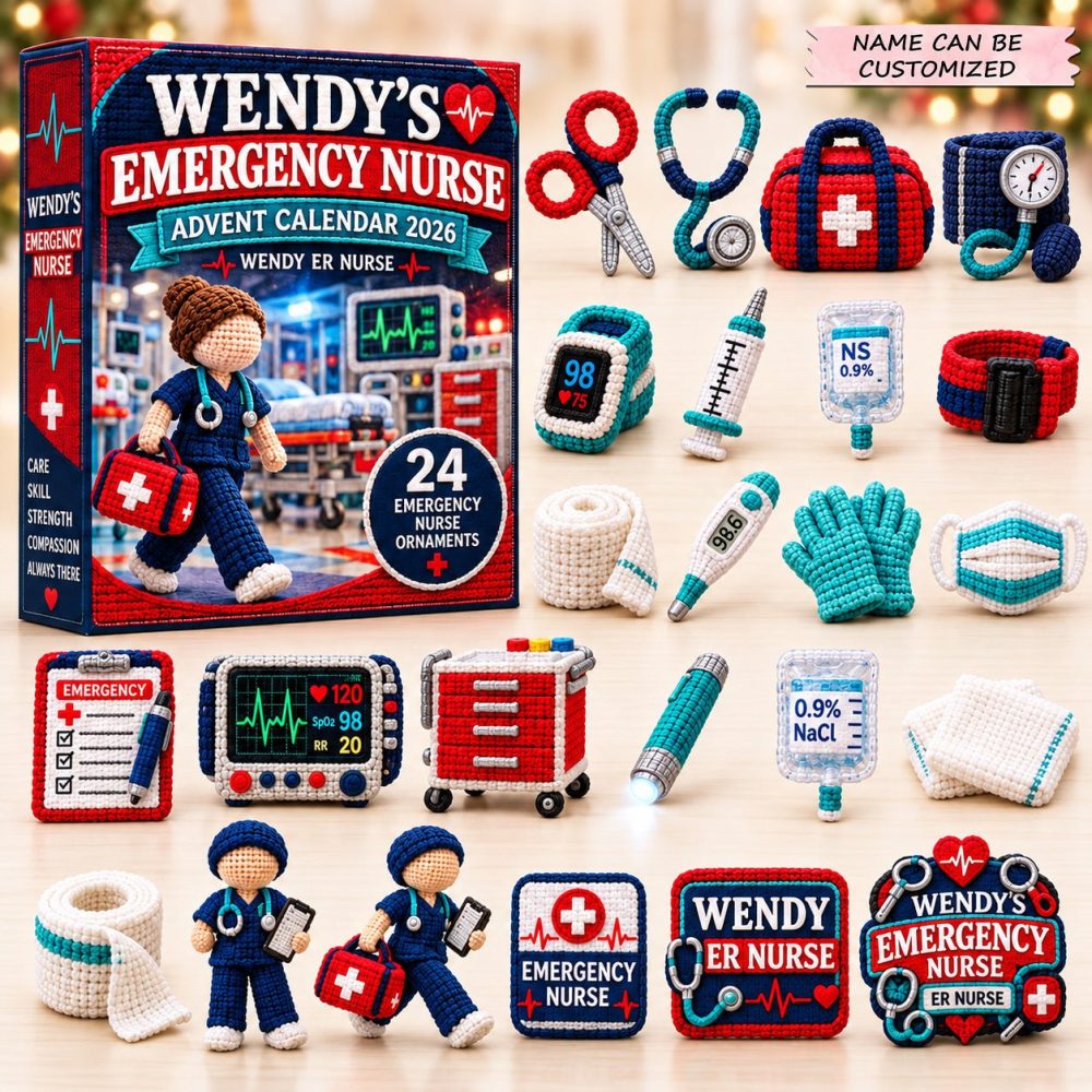 Emergency Nurse Tribute Advent Calendar 2026 — 24 Medical-Themed Acrylic Charms, Honor Er Heroes, Nurse Gift & Workplace Decor