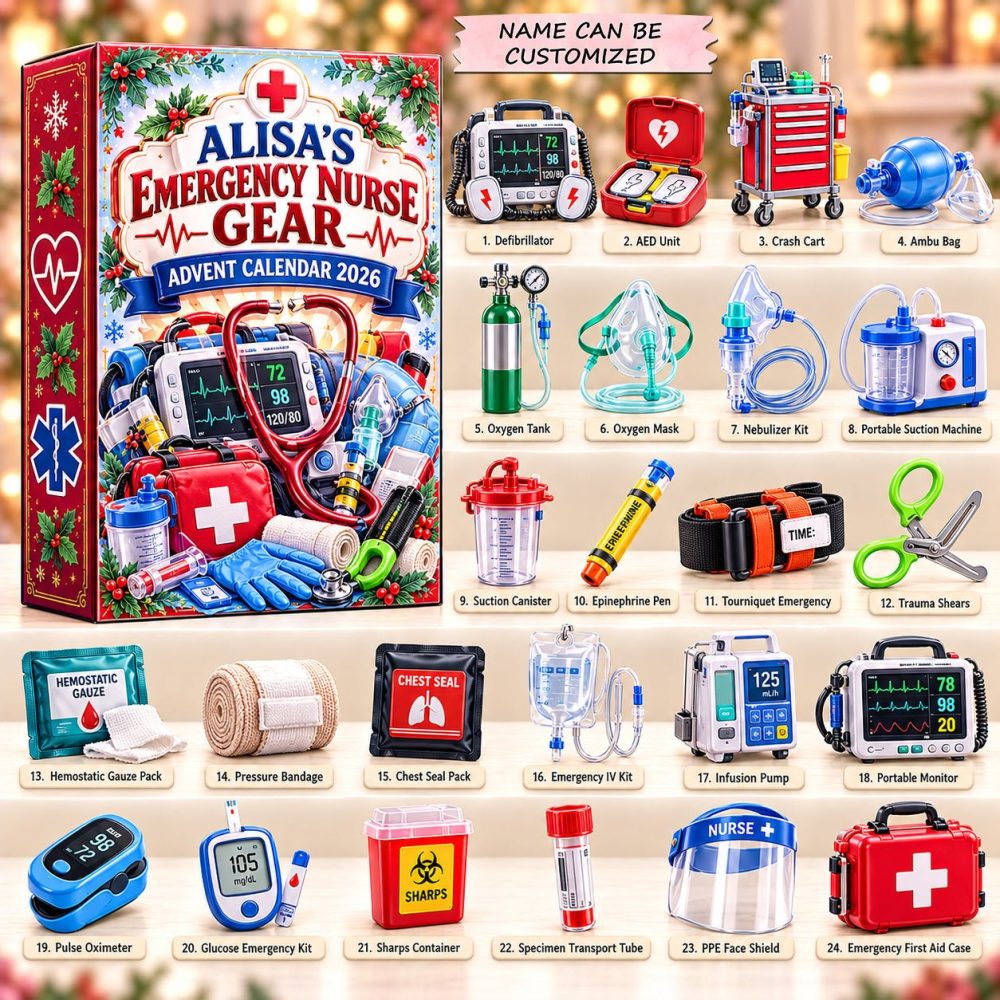 2026 Emergency Nurse Gear Advent Calendar - 24-Day Acrylic Charity Charm Countdown, Medical Emergency Tools Theme Gift For Nurses