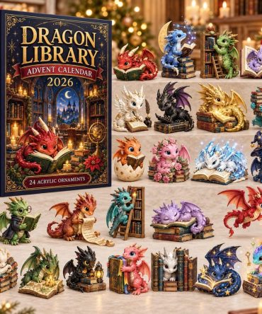 Enchanted Dragon Library Holiday Countdown Calendar 2026 — 24 Bookish Acrylic Charms, Magical Christmas Gift For Readers & Collectors