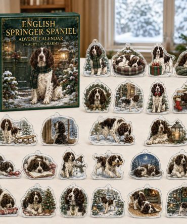 English Springer Spaniel Holiday Advent Calendar — 24 Acrylic Dog Charms, Christmas Countdown Ornaments & Gift For Spaniel Lovers