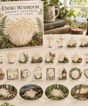 2026 Enoki Mushroom Advent Countdown — 24 Mini Acrylic Mushroom Charms, Cute Fungi Gifts For Nature Lovers