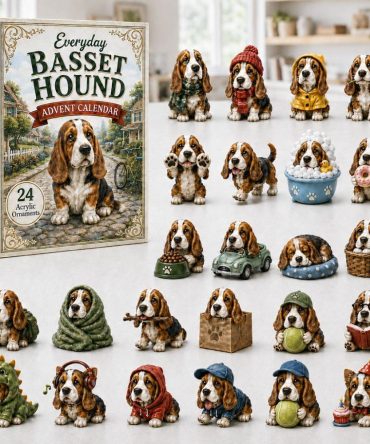 Basset Hound Antics 2026 Advent Calendar — 24-Day Acrylic Charms, Funny Droopy Dog Gifts, Holiday Countdown & Stocking Stuffer