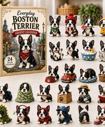 Boston Terrier Bandana Advent 2026 — 24-Day Acrylic Charm Calendar, Stylish Dog Gift, Holiday Countdown For Terrier Fans
