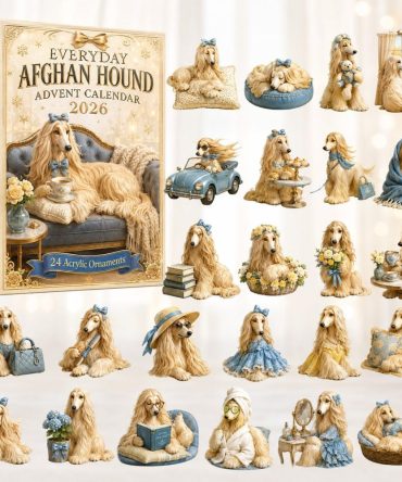 2026 Everyday Afghan Hound Advent Calendar – 24-Day Acrylic Charms Countdown, Elegant Hound-Themed Collectible Set