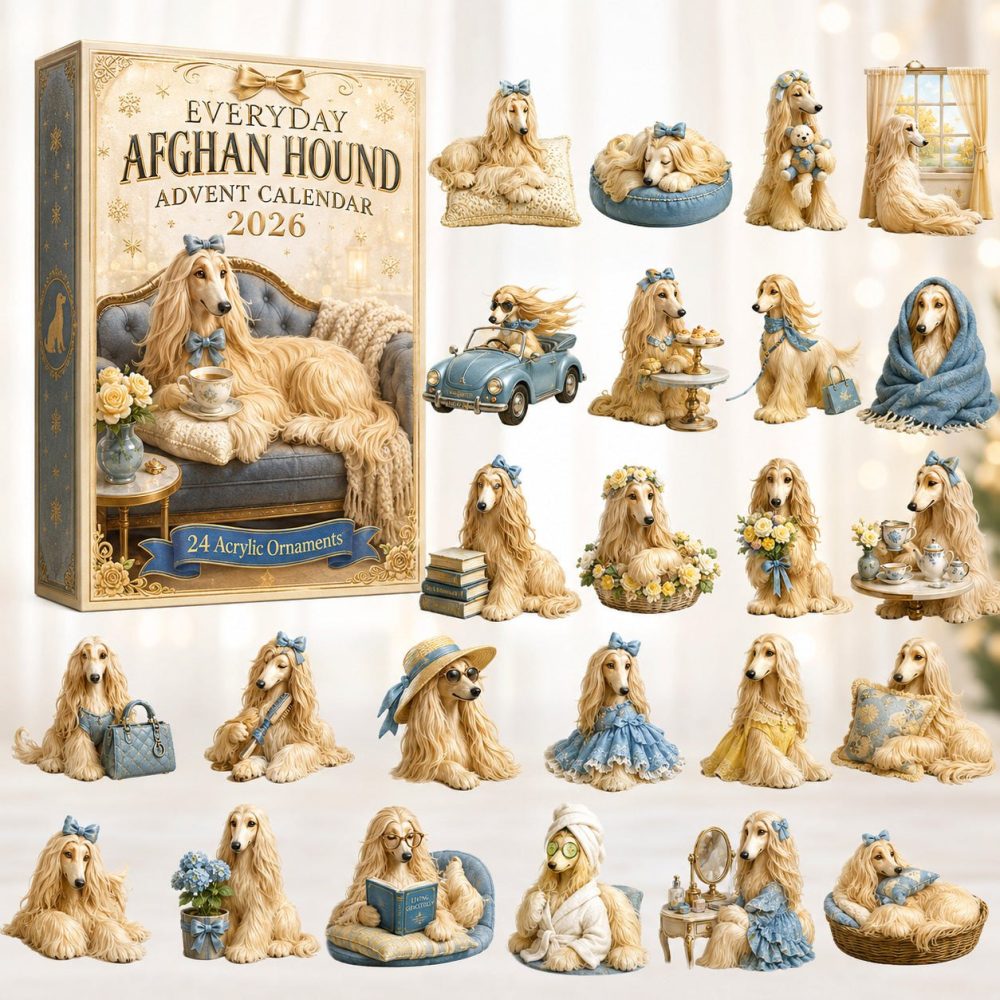 2026 Everyday Afghan Hound Advent Calendar – 24-Day Acrylic Charms Countdown, Elegant Hound-Themed Collectible Set