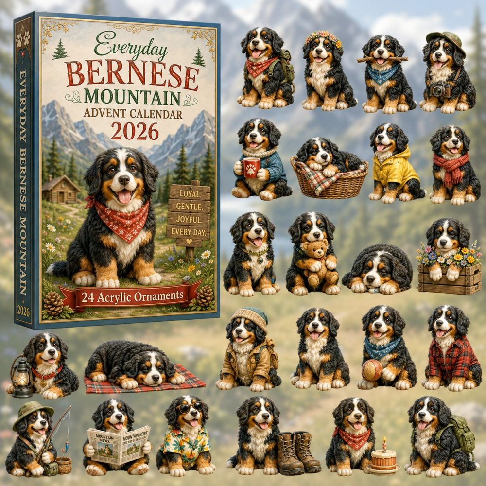 2026 Everyday Bernese Mountain Advent Calendar – 24-Day Acrylic Charms Countdown, Rustic Berner Collectible Ornaments