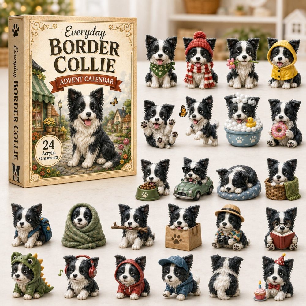 Border Collie 2026 Advent Countdown — 24-Day Acrylic Charm Calendar, Smart Dog Themed Holiday Gift & Collectible Keepsake