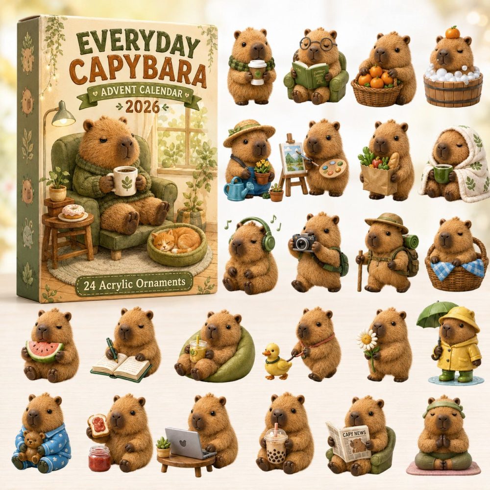 Everyday Capybara Advent Calendar 2026 — 24-Day Acrylic Charm Countdown, Relaxed Capybara Gifts For Animal Enthusiasts & Collectors