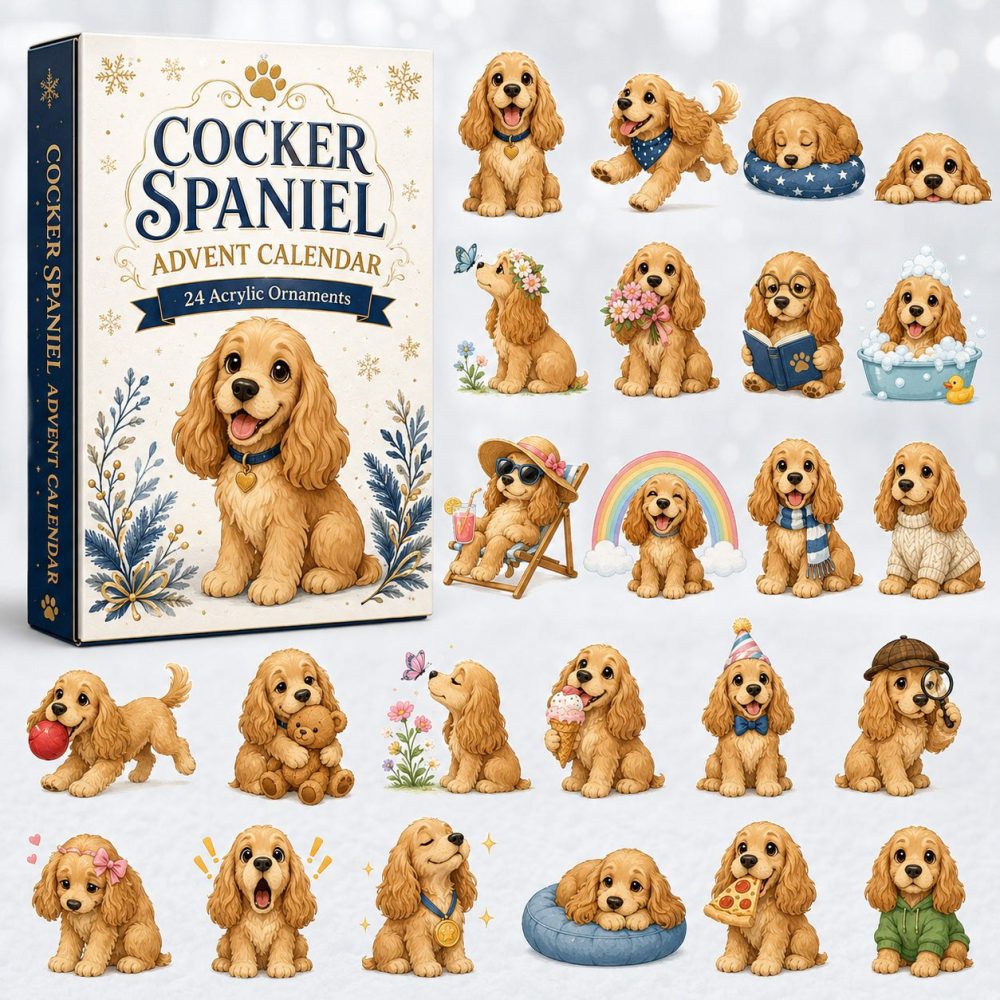 Cocker Spaniel 2026 Holiday Advent — 24-Day Acrylic Charm Calendar, Cute Puppy Gifts For Dog Lovers, Countdown Treat