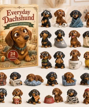 Dachshund Fuel Daily Countdown Calendar 2026 - 24-Day Acrylic Charms, Funny Dog Lover Advent Gift & Collectible Keepsake