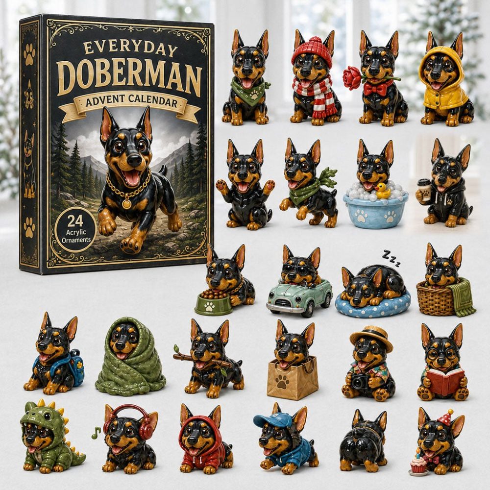 Everyday Doberman Charm Advent 2026 — 24-Day Acrylic Doberman Dog Charms, Cute Countdown Gift For Dog Owners