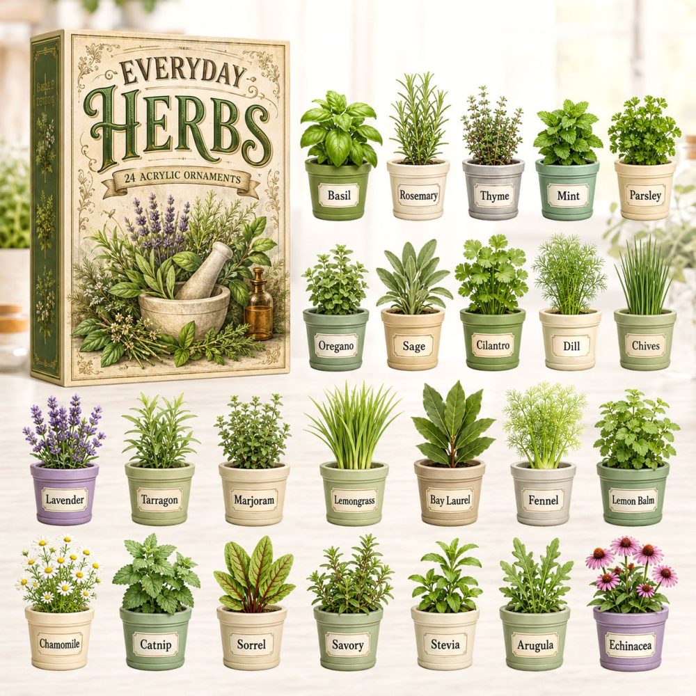 2026 Everyday Herbs Advent Calendar - 24-Day Botanical Countdown With Acrylic Charms, Perfect Gift For Gardeners & Herb Lovers