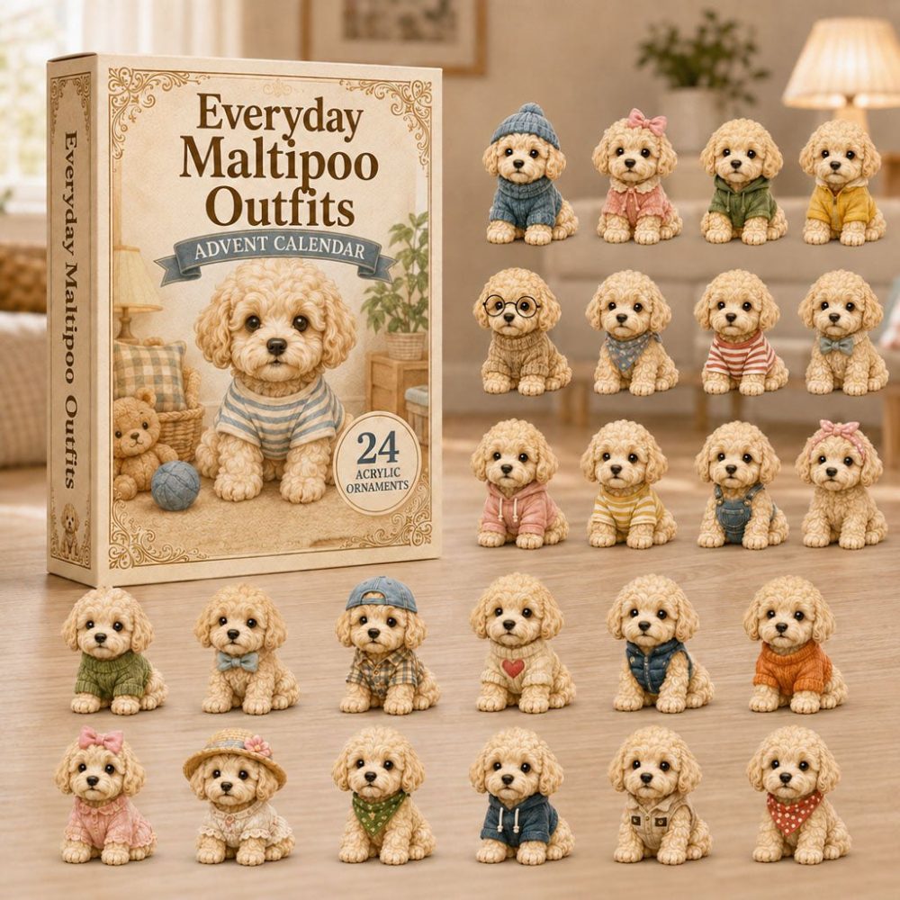2026 Everyday Maltipoo Outfits Advent Calendar – 24-Day Acrylic Charms Countdown, Cute Puppy Costume Collectibles
