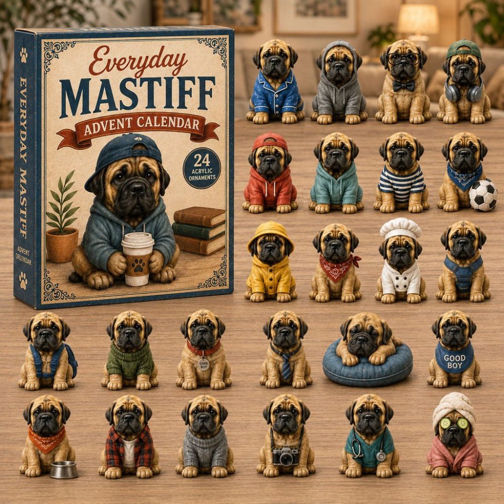 Everyday Mastiff 2026 Advent Calendar — 24-Day Countdown With Big-Hearted Mastiff Acrylic Charms, Gift For Dog Lovers