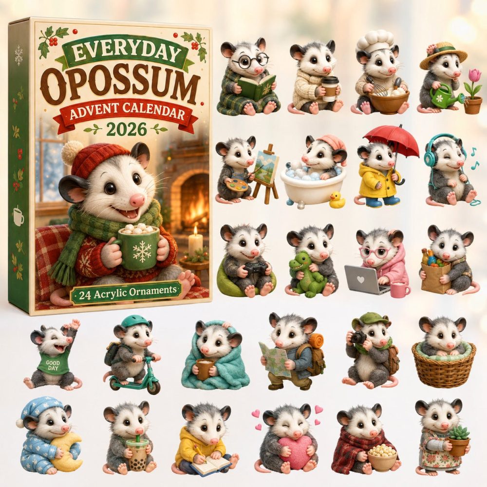 Everyday Opossum Daily Countdown Calendar 2026 — 24-Day Acrylic Charm Advent, Cute Opossum Keepsakes & Unique Animal Gifts