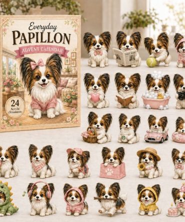 2026 Everyday Papillon Advent Calendar - 24-Day Countdown With Elegant Acrylic Charms, Charming Gift For Papillon Enthusiasts