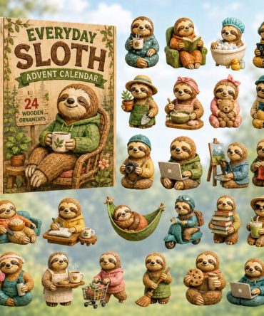 Everyday Sloth Relax Countdown Calendar 2026 - 24-Day Wooden Charm Advent Calendar, Cute Slow-Living Gift For Adults & Kids