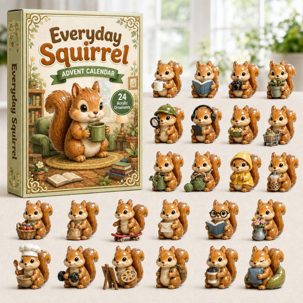 2026 Everyday Squirrel Advent Calendar – 24-Day Acrylic Charms Countdown, Cute Wildlife Collectible Ornaments
