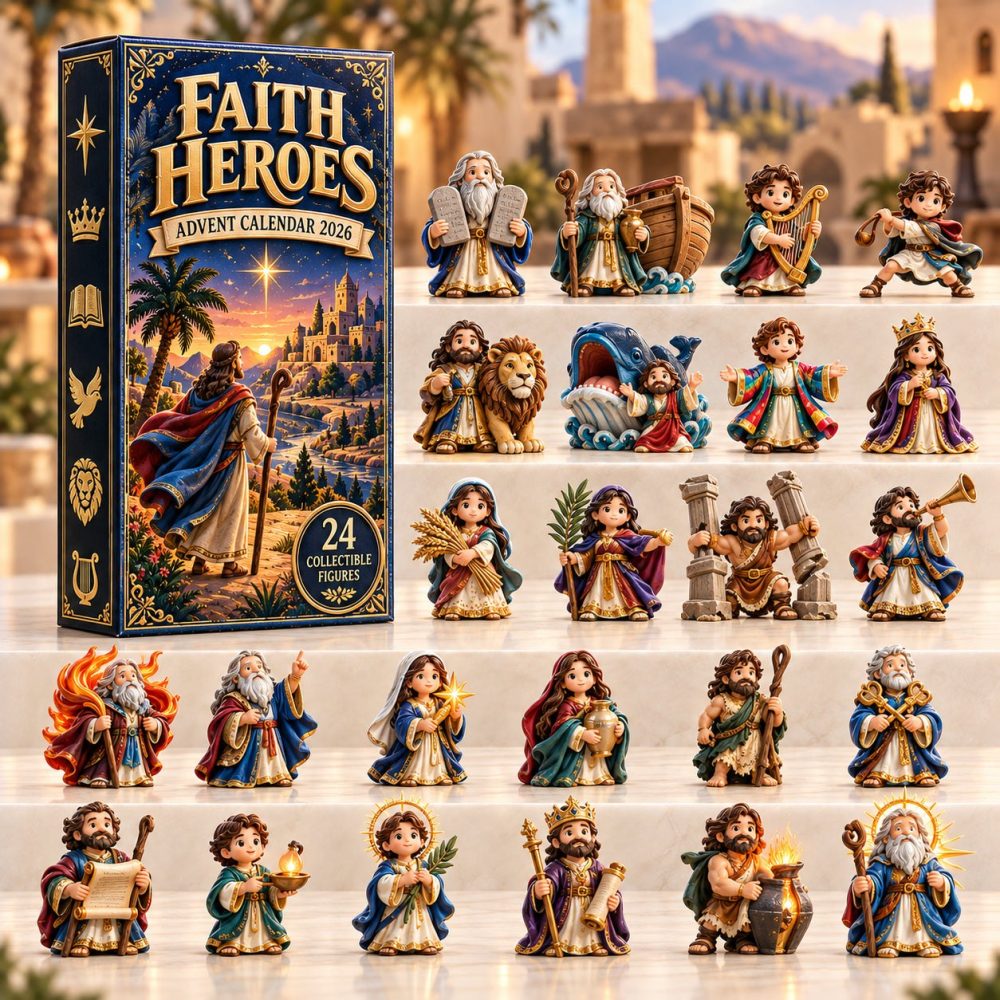 Faith Heroes 2026 Inspirational Countdown — 24-Day Acrylic Charm Advent Calendar, Saints & Faith Figures Gift For Families