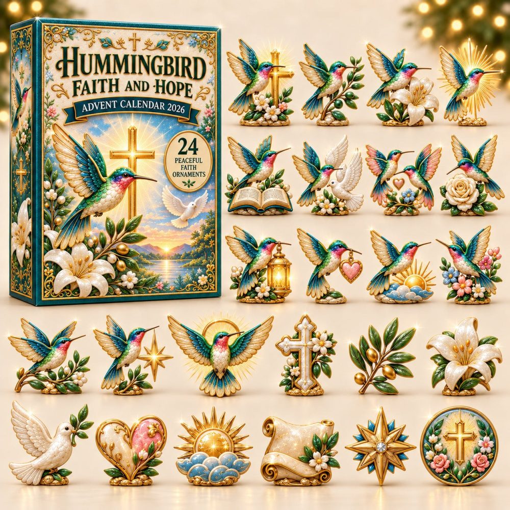 2026 Faith Hummingbird Countdown Calendar – 24-Day Acrylic Charms, Inspirational Bird Ornaments, Religious Holiday Gift & Keepsake
