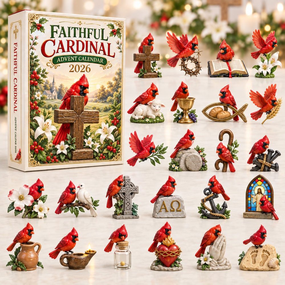 Red Cardinal Faith Advent Calendar - 24-Day Acrylic Charm Set, Spiritual Holiday Countdown & Meaningful Christmas Gift