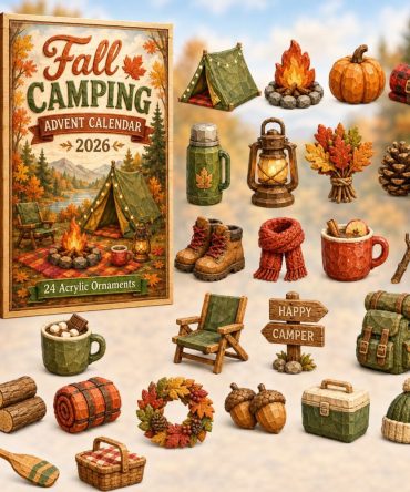 Ultimate 2026 Fall Camping Advent Countdown Calendar — 24-Day Acrylic Charm Set For Campers, Rustic Seasonal Gift & Decor