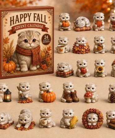 2026 Fall Scottish Cat Advent Calendar - 24-Day Autumn Countdown With Acrylic Charms, Cozy Cat-Themed Holiday Gift & Decor
