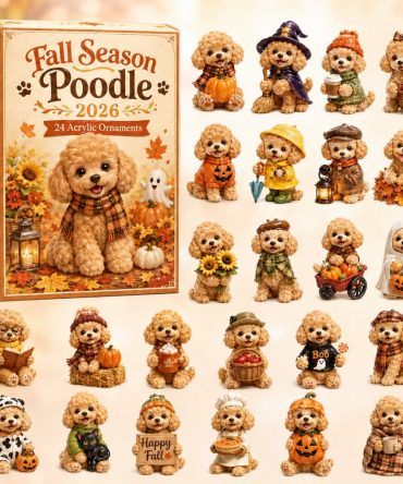 2026 Fall Poodle Seasonal Countdown Calendar - 24 Acrylic Charms, Cozy Autumn Surprises, Perfect Gifts For Dog Lovers