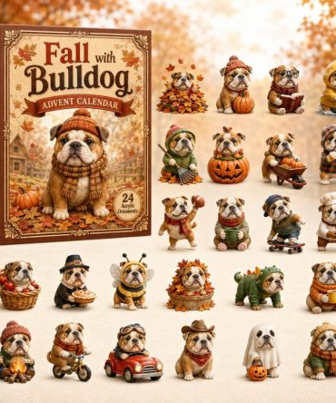 2026 Fall Bulldog Advent Calendar - 24 Acrylic Charms, Autumn Themed Countdown & Cute French Bulldog Gift For Dog Lovers