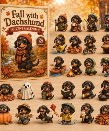 Dachshund Autumn Advent Calendar 2026 — 24-Day Acrylic Charm Countdown, Cute Dog-Themed Gift & Home Display