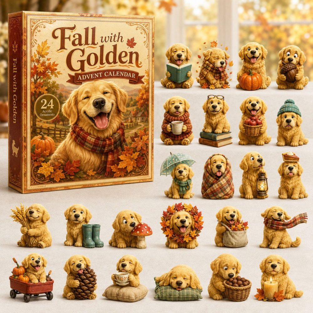 Golden Retriever Fall Advent Calendar 2026 — 24-Day Acrylic Charm Countdown Gift For Dog Lovers & Seasonal Decor