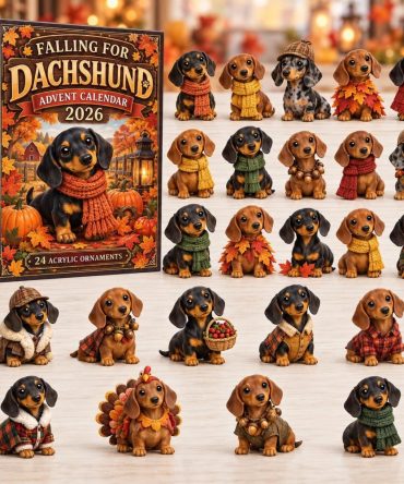 Falling For Dachshund Holiday Countdown Calendar 2026 — 24 Fall-Themed Acrylic Charms, Cozy Dachshund Christmas Gift & Ornaments