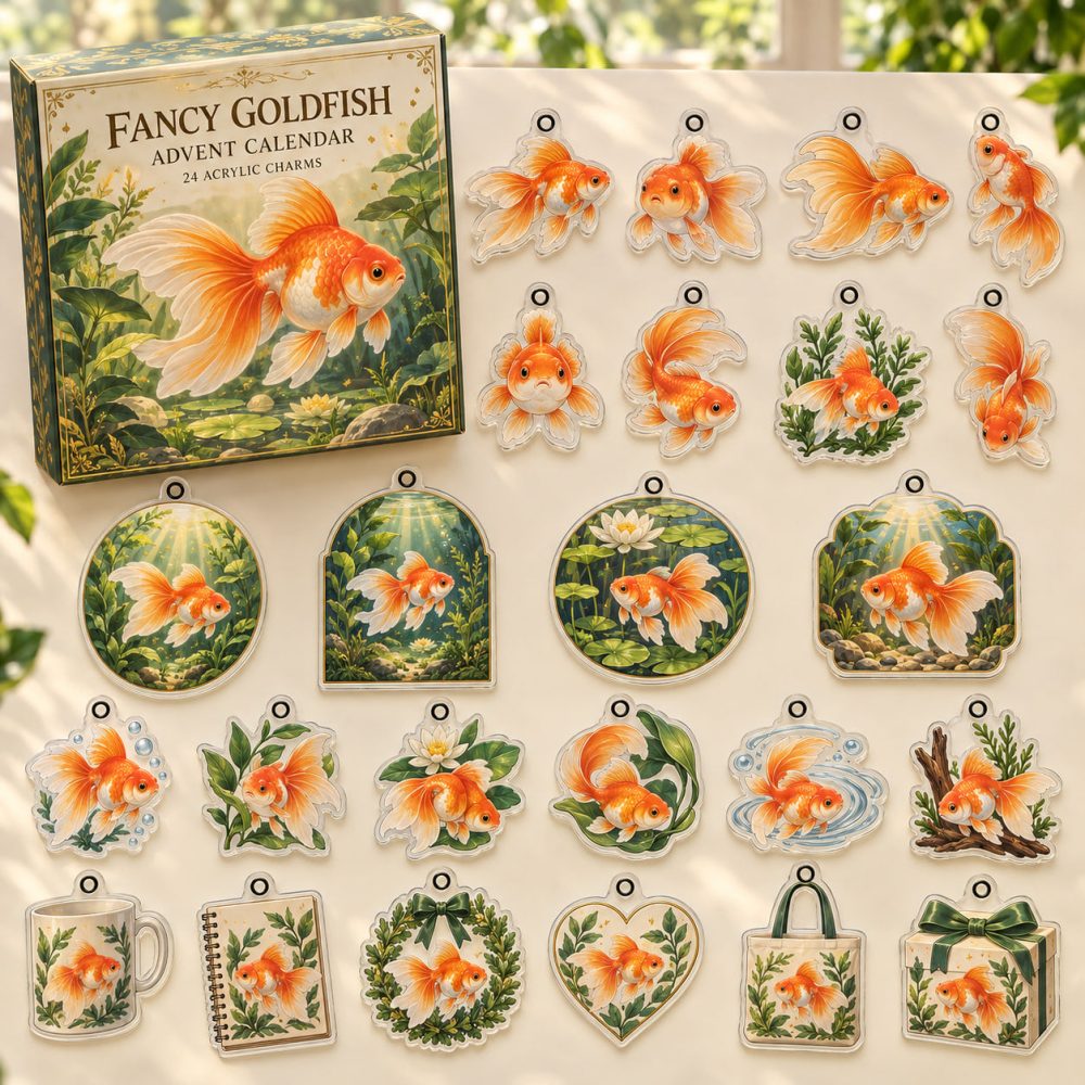 Fancy Goldfish 24-Day Acrylic Charm Countdown — Elegant Fish-Themed Advent Set With 24 Mini Charms, Perfect Holiday Gift For Collectors